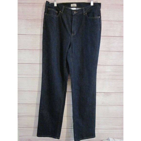 L.L. Bean Women's Jeans Size 12  Dark Wash Solid Straight - Picture 1 of 4